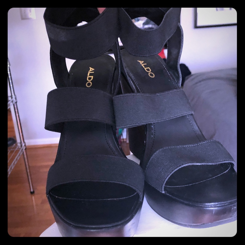 Also black wedges worn one time